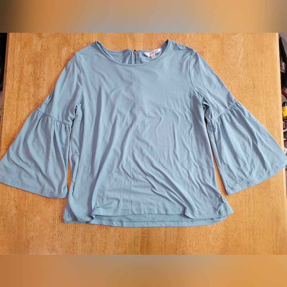 EUC DOWNEAST Light blue bell sleeve top blouse shirt